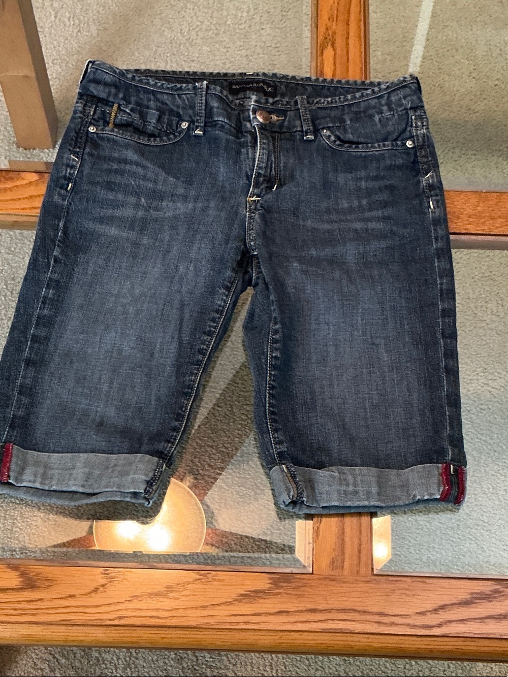 Banana Republic Dark Blue Cropped Denim Bermuda Shorts